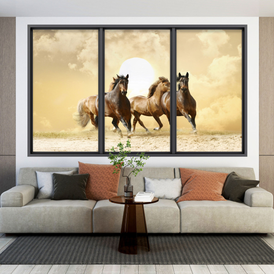 Optical Illusions Window Wall Sticker - Horses