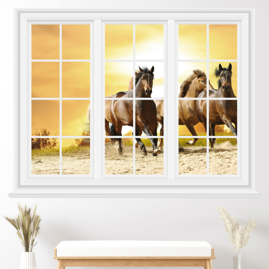 Optical Illusions Window Wall Sticker - Horses