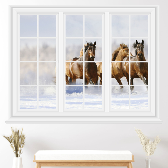 Optical Illusions Window Wall Sticker - Horses