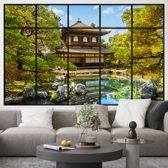 Optical Illusions Window Wall Sticker - Japanese Temple