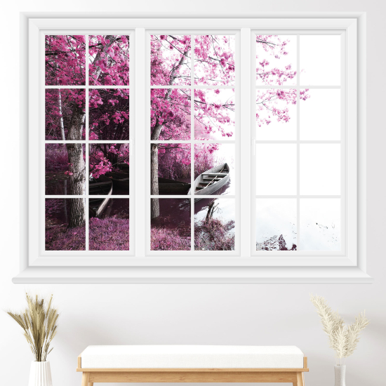 Optical Illusions Window Wall Sticker - Lake