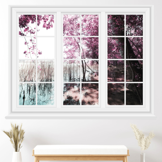 Optical Illusions Window Wall Sticker - Lake and tree