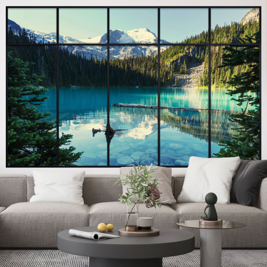 Optical Illusions Window Wall Sticker - Lake Mountains