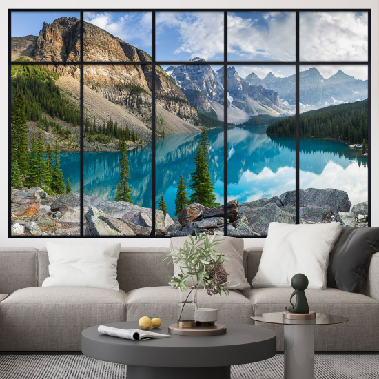 Optical Illusions Window Wall Sticker - Montanges Lake