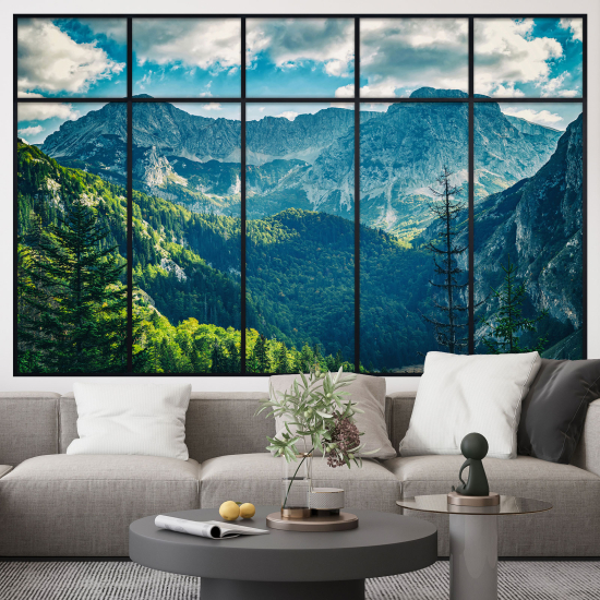 Optical Illusions Window Wall Sticker - Mountains