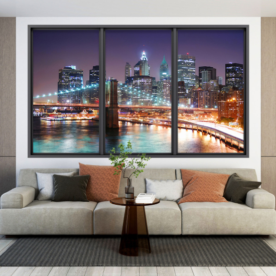 Optical Illusions Window Wall Sticker - New York