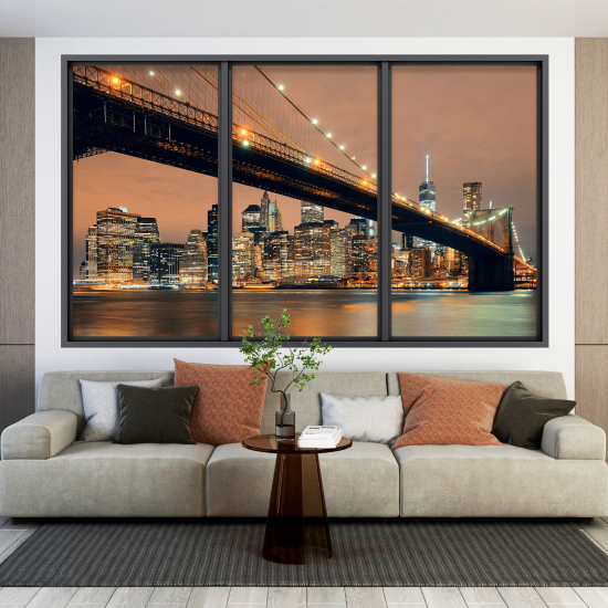 Optical Illusions Window Wall Sticker - New York