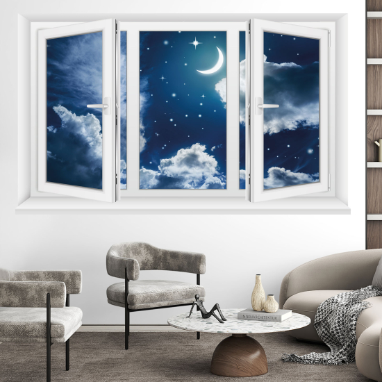 Optical Illusions Window Wall Sticker - Night