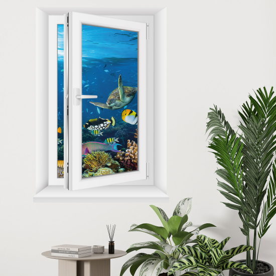 Optical Illusions Window Wall Sticker - Ocean