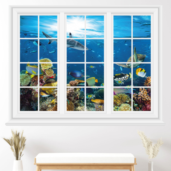 Optical Illusions Window Wall Sticker - Ocean