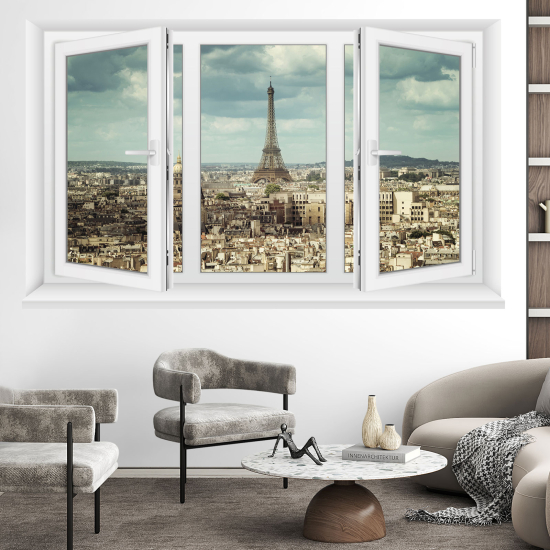 Optical Illusions Window Wall Sticker - Paris