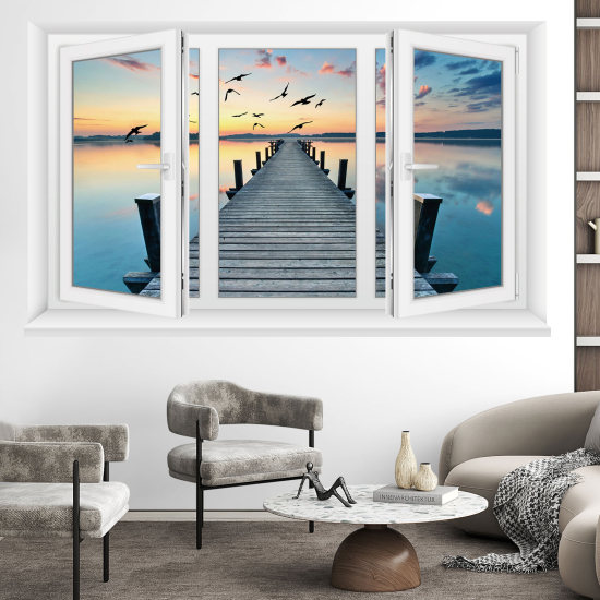 Optical Illusions Window Wall Sticker - Pontoon