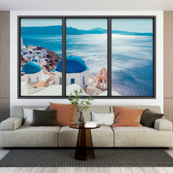 Optical Illusions Window Wall Sticker - Santorini