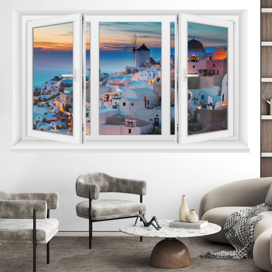 Optical Illusions Window Wall Sticker - Santorini