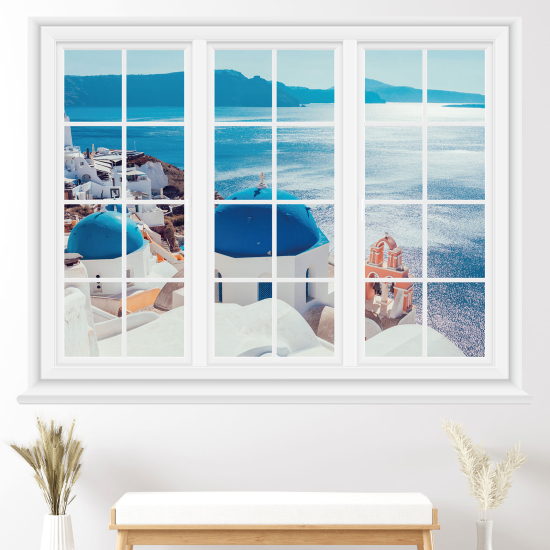 Optical Illusions Window Wall Sticker - Santorini