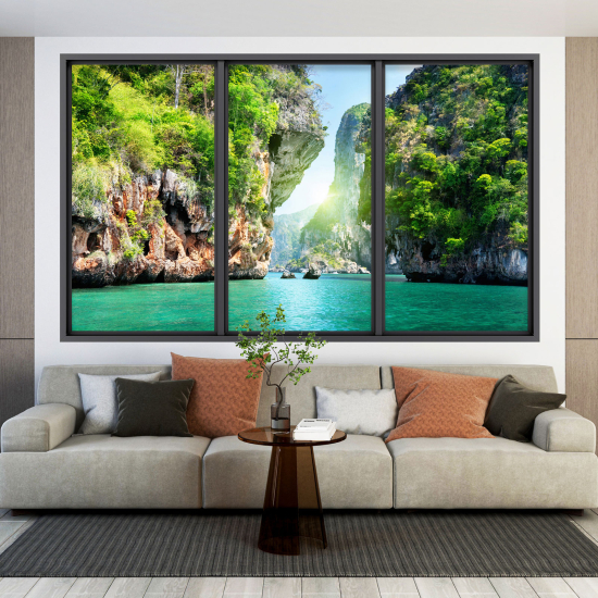 Optical Illusions Window Wall Sticker - Sea View