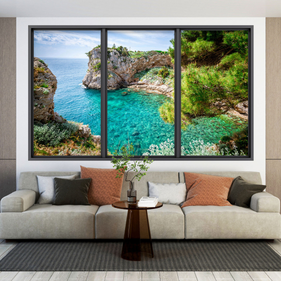 Optical Illusions Window Wall Sticker - Sea View