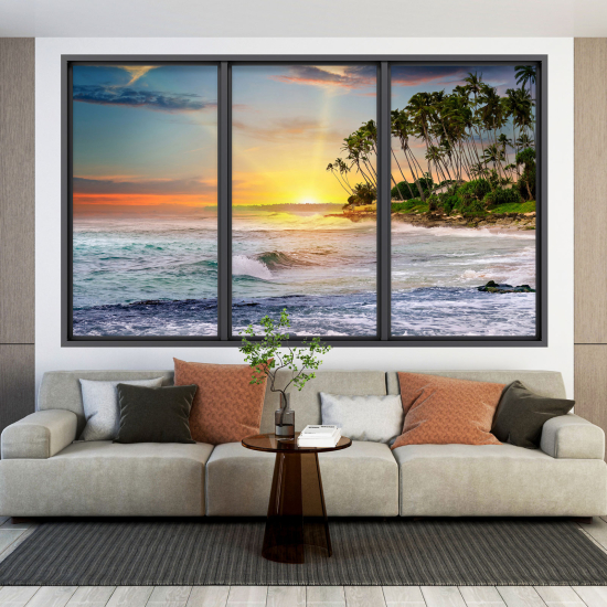 Optical Illusions Window Wall Sticker - Sea View