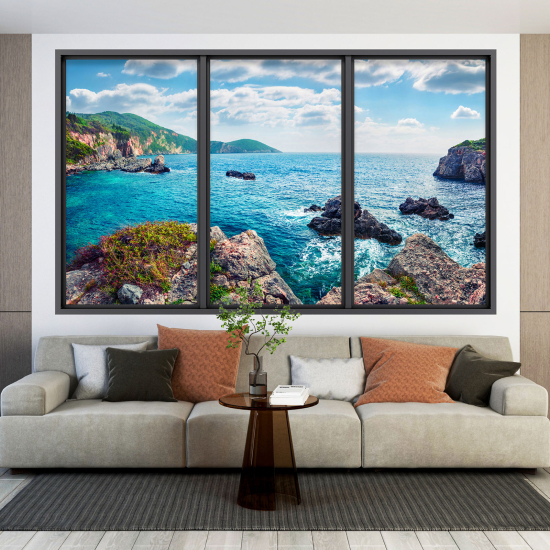 Optical Illusions Window Wall Sticker - Sea View