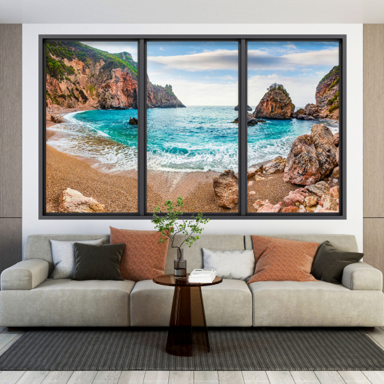 Optical Illusions Window Wall Sticker - Sea View