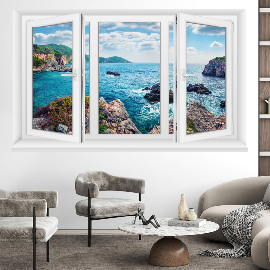 Optical Illusions Window Wall Sticker - Sea view