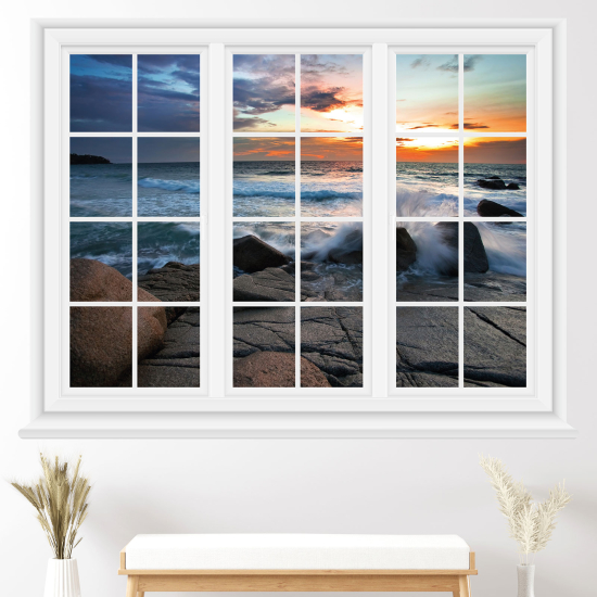 Optical Illusions Window Wall Sticker - Sea view