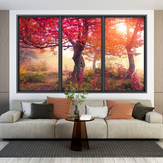 Optical Illusions Window Wall Sticker - Trees