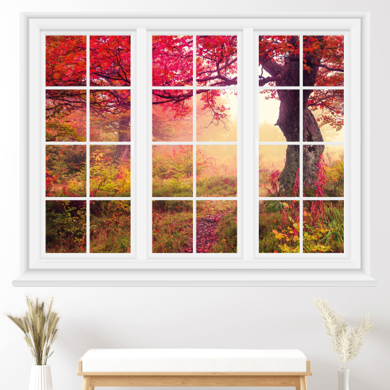 Optical Illusions Window Wall Sticker - Trees