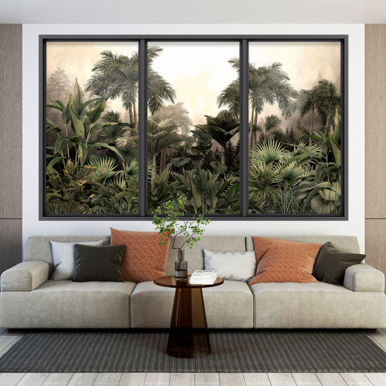 Optical Illusions Window Wall Sticker - Tropical Forest