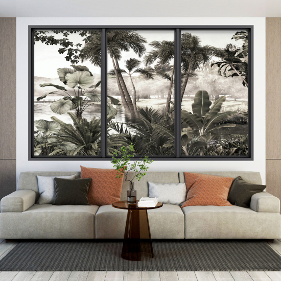 Optical Illusions Window Wall Sticker - Tropical Forest