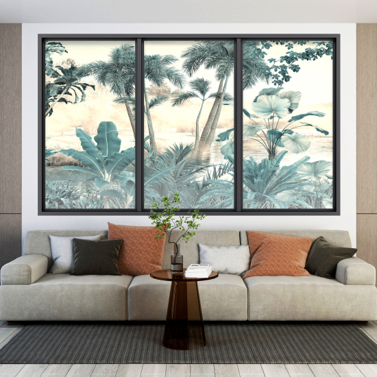 Optical Illusions Window Wall Sticker - Tropical Forest