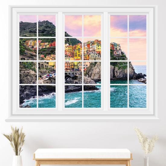 Optical Illusions Window Wall Sticker - Vernazza City