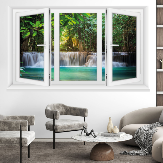 Optical Illusions Window Wall Sticker - Waterfalls