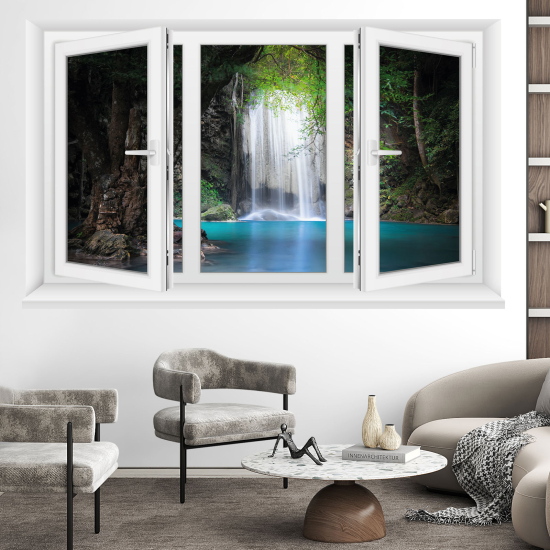 Optical Illusions Window Wall Sticker - Waterfalls