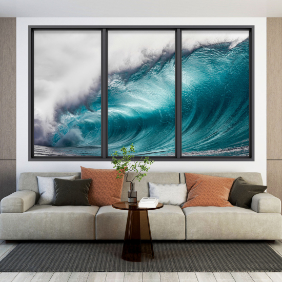 Optical Illusions Window Wall Sticker - Wave