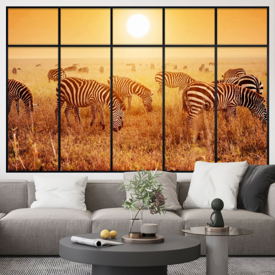 Optical Illusions Window Wall Sticker - Zebras