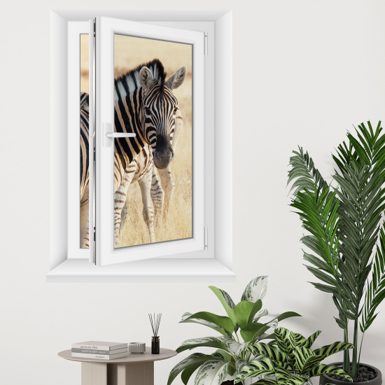 Optical Illusions Window Wall Sticker - Zebras