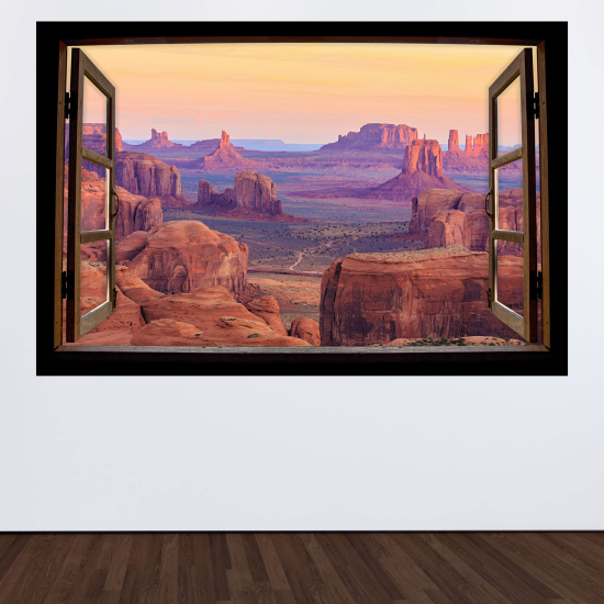 Optical Illusions Wood Window Wall Sticker - Grand Canyon