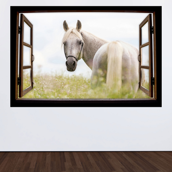 Optical Illusions Wood Window Wall Sticker - Horse