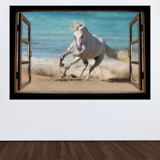 Optical Illusions Wood Window Wall Sticker - Horse