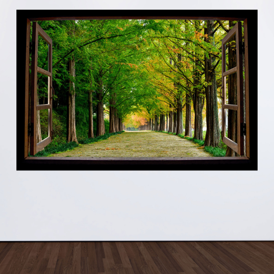 Optical Illusions Wood Window Wall Sticker - Path