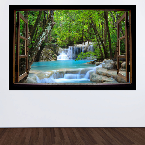 Optical Illusions Wood Window Wall Sticker - River