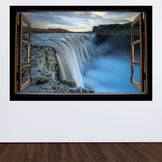 Optical Illusions Wood Window Wall Sticker - Waterfalls