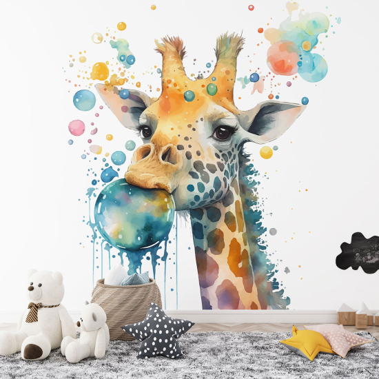 Panoramic Wallpaper - Kid Wall Mural - Bubble giraffe