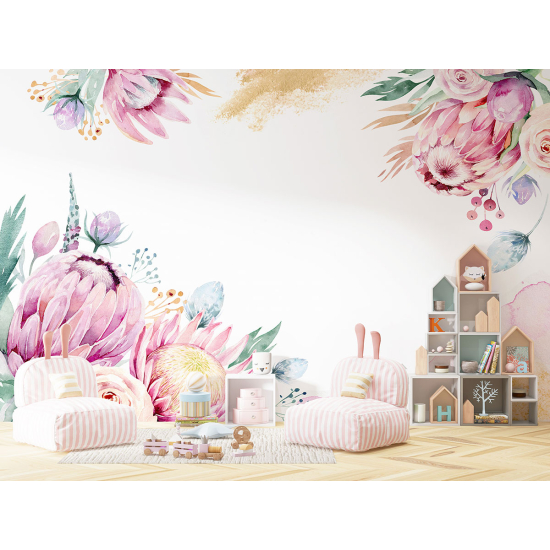 Panoramic Wallpaper - Kid Wall Mural - Flowers