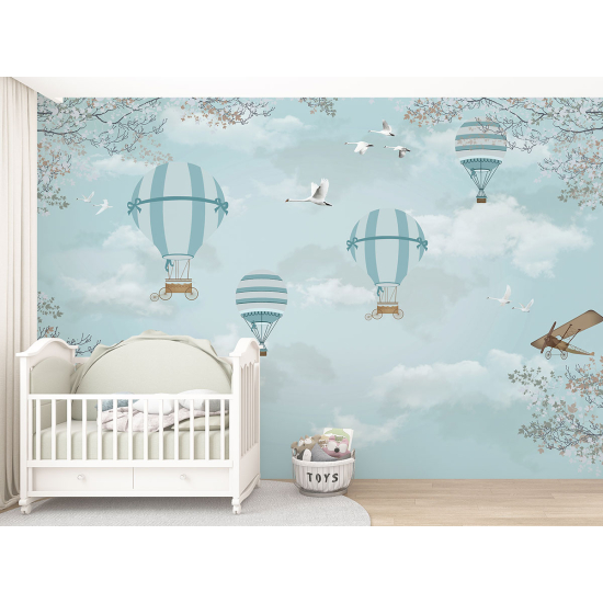 Panoramic Wallpaper - Kid Wall Mural - Hot Air Balloons