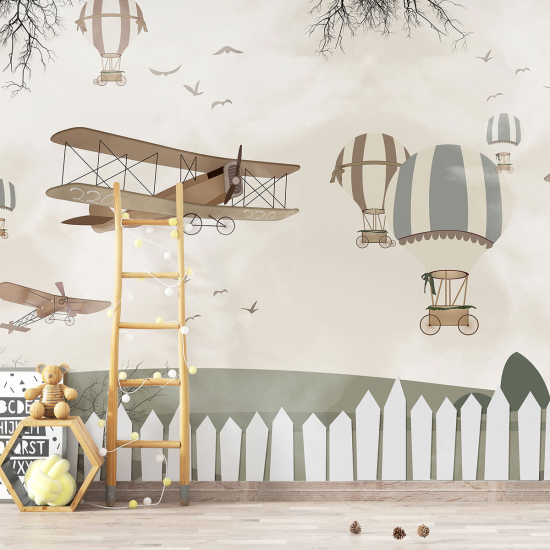 Panoramic Wallpaper - Kid Wall Mural - Hot Air Balloons