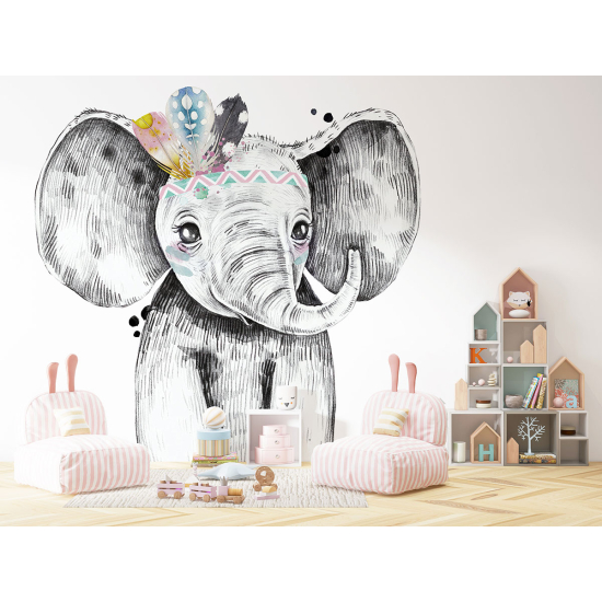 Panoramic Wallpaper - Kid Wall Mural - Indian Elephant