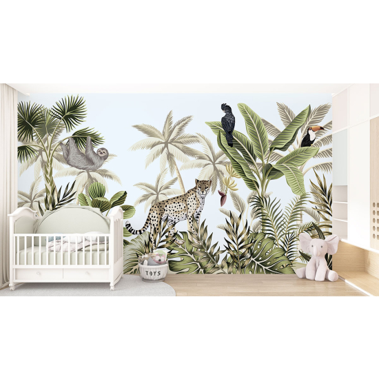 Panoramic Wallpaper - Kid Wall Mural - Jungle Animals