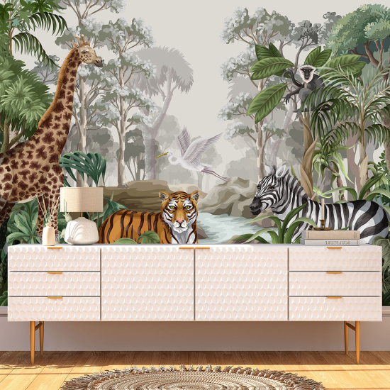 Panoramic Wallpaper - Kid Wall Mural - Jungle Animals